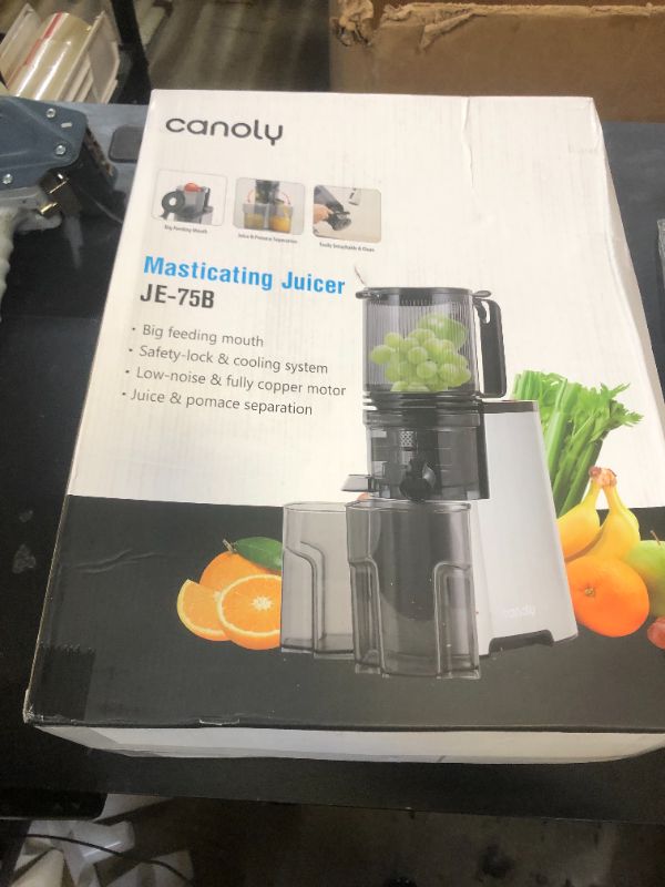 Photo 1 of Cold Press Juicer, 5.8" Wide Feed Chute Juice Extractor Machine with 400W, High Juice Yield, Slow Masticating Juicer for Whole Vegetables & Fruits, Metallic Silver