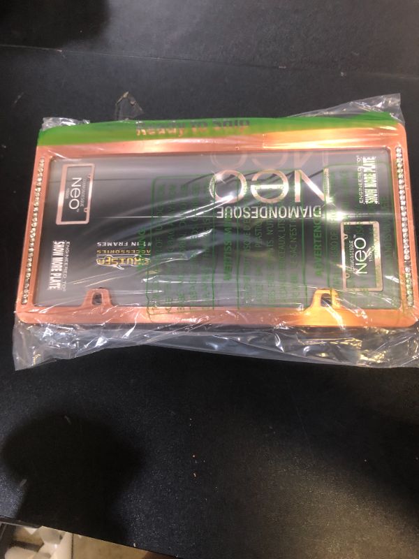 Photo 1 of Harrier Hardware Metal Automobile License Plate Frame, Diamond Rose Gold