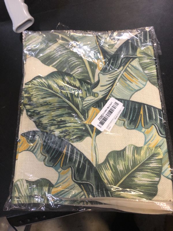 Photo 1 of HOSNYE Tropical Palm Leaves Throw Pillow Cover Banana Jungle Leaf Floral Pattern Linen Fabric for Couch Bed Sofa Car Waist Cushion Cover 12 x 20 inch Pillow Case