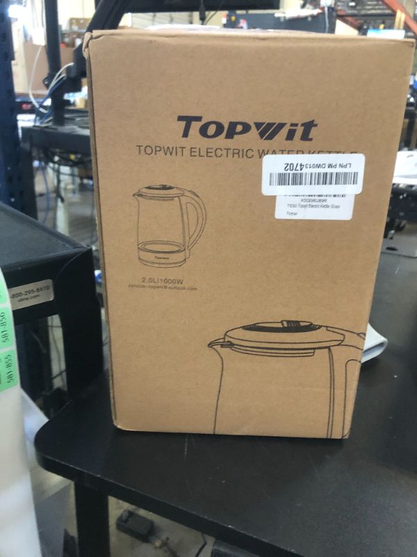 Photo 1 of TOPWIT Electric Kettle Glass Hot Water Kettle, 2.0L Water Warmer, BPA-Free Stainless Steel Lid & Bottom, Tea Kettle with Fast Heating, Auto Shut-Off & Boil Dry Protection