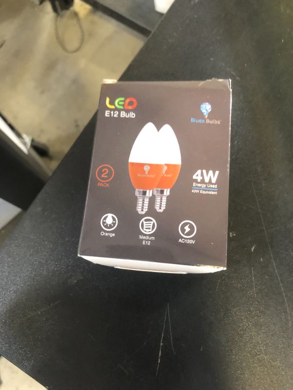 Photo 1 of 2 Pack BlueX LED Candle Orange Light Bulb - 4W (40Watt Equivalent) - E12 Base Orange LED Orange Bulb, Party Decoration, Porch, Home Lighting, Holiday Lighting, Chandelier Light Bulbs, Candelabra Bulbs