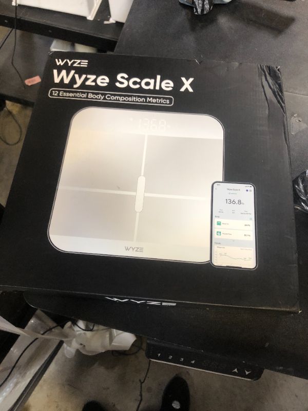 Photo 1 of Wyze Smart Scale X - FSA/HSA Eligible - Digital Bathroom Scale for Body Weight, BMI, Body Fat, Muscle Mass, Heart Rate Monitor | ITO Glass & LED Backlight | Batteries Included, 400 lbs (White)