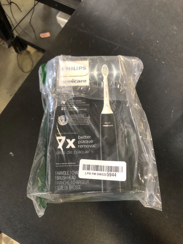 Photo 1 of Philips Sonicare 4100 Rechargeable Electric Toothbrush, with Pressure Sensor, 2 Intensity Settings, SmarTimer and QuadPacer, 14-Day Battery Life, Black, Model HX3681/24