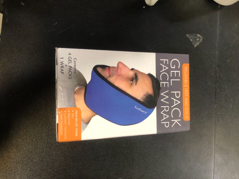 Photo 1 of LotFancy Face Ice Pack Wrap for TMJ, Wisdom Teeth, with 4 Reusable Hot Cold Therapy Gel Packs, Pain Relief for Head, Oral and Facial Surgery, Dental Implants, Blue
