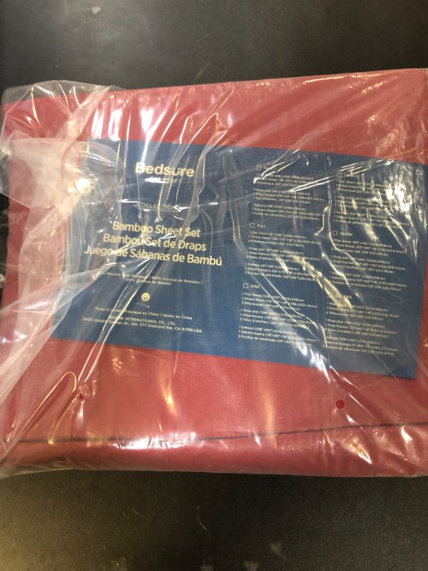 Photo 1 of Bedsure California King Sheet Set, Cooling Sheets, Rayon Derived from Bamboo, Breathable & Soft Deep Pocket Up to 16 Inches, Hotel Luxury Silky Bedding, Bedsheet & Pillowcases, Burgundy