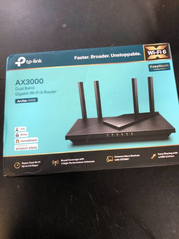 Photo 1 of TP-Link Dual-Band AX3000 Wi-Fi 6 Router Archer AX55 | Wireless Gigabit Internet Router for Home | EasyMesh Compatible | VPN Clients & Server | HomeShield, OFDMA, MU-MIMO | USB 3.0 | Secure by Design