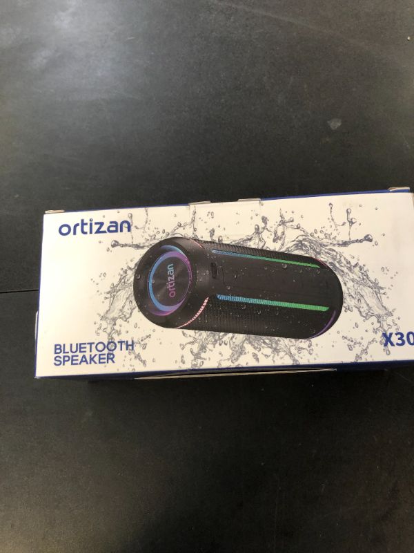 Photo 1 of Ortizan Portable Bluetooth Speaker, 40W Loud Sound and Deep Bass, IPX7 Waterproof, True Wireless Stereo, Bluetooth 5.3, Colorful Flashing Lights, Preset EQ, USB Play, for Home, Outdoor, Party, Black