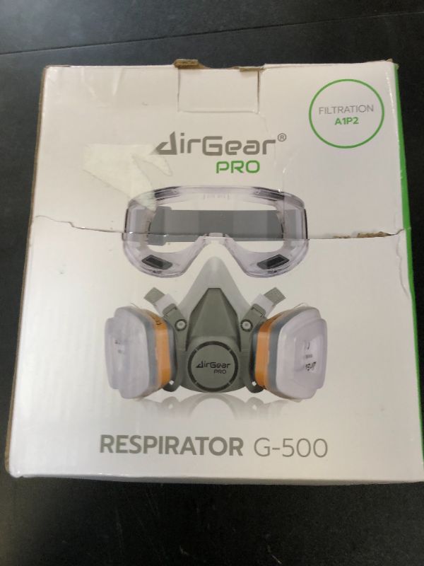 Photo 1 of AirGearPro G-500 Reusable Respirator Mask with A1P2 Filters | Anti-Gas, Anti-Dust | Gas Mask Ideal for Painting, Woodworking, Construction, Sanding, Spraying, Chemicals, DIY etc