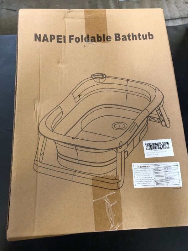 Photo 1 of napei Collapsible Baby Bathtub,Baby Bath Tub with Soft Cushion & Thermometer,Baby Bathtub Newborn to Toddler 0-36 Months,Portable Travel Baby Tub