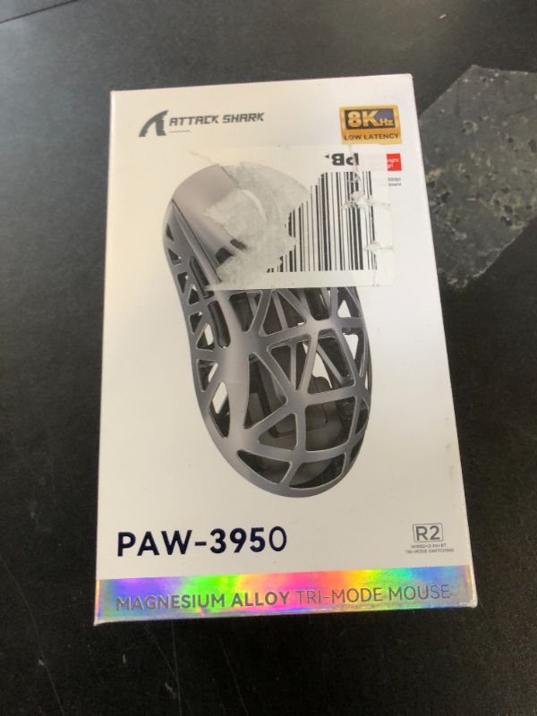 Photo 1 of ATTACK SHARK R2PRO 45g Superlight Magnesium Alloy Mouse, PixArt PAW3950 Sensor, 42000DPI, 8000Hz Wireless Polling Rate, 2.4G/BT/Wired Gaming Mouse, Programmable Mice with Coiled Cable, PC/Mac, Black
