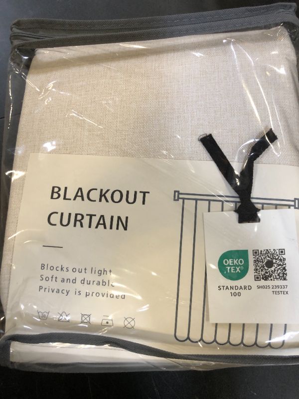 Photo 1 of 100% Blackout Shield Linen Blackout Curtains for Bedroom 108 Inches Long, Back Tab/Rod Pocket Living Room Drapes, Thermal Insulated Blackout Curtains 2 Panels Set, 50" W x 108" L,Cream