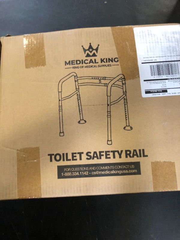 Photo 1 of Medical king Toilet Safety Rail - Adjustable Detachable Toilet Safety Frame with Handles Heavy-Duty Toilet Safety Rails Stand Alone - Toilet Safety Rails for Elderly, Handicapped - Fits Most Toilets