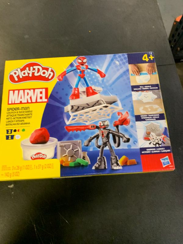 Photo 1 of Play-Doh Marvel Spider-Man Launch & Slice Battle Playset with 2 Bendy Action Figures and 7 Accessories, Imagination Toys for Boys & Girls 4 Years & Up