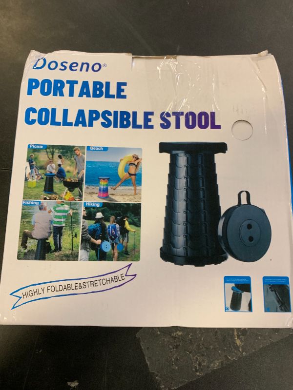 Photo 1 of Doseno Upgraded Foldable Stool Thickened, Portable Collapsible Stool Retractable Stool for Fishing, Hiking Tours, BBQ, Parties, Outdoor Activities (Black)