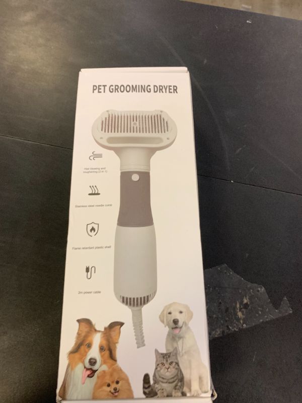 Photo 1 of RAIWAV 3-in-1 Dog Hair Dryer with Slicker Brush for Small & Medium-Sized Dogs & Cats, Portable, Rechargeable, White
