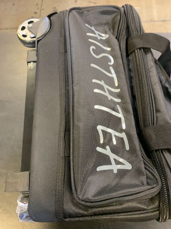 Photo 1 of Aisthtea Bowling Ball Bag with Wheels, 2 Ball Trolley Bowling Bags with Large Separate Shoe Compartment and Oversized Accessory Pocket