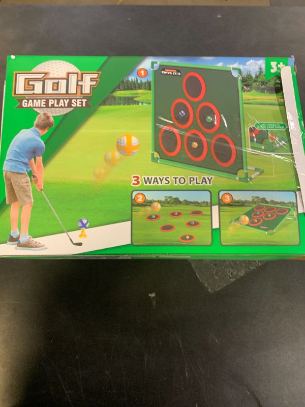 Photo 1 of IGRL Golf Game Play Set, Golf Chipping Game Cornhole Game Includes 20 Velcro Golf Balls, Putting Mat, Golf Putter and Carrying Bag, Golf Target Games for Golfers Fathers Indoor Outdoor Lawn Backyard