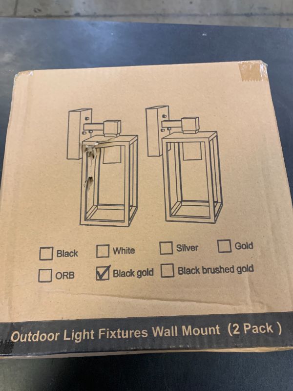 Photo 1 of PARTPHONER Dusk to Dawn Outdoor Light Fixtures, 2-Pack Sensor Porch Lights, Waterproof Exterior Wall Sconce Lighting Lamp, Waterproof Wall Lantern for House, Doorway, Garage (Black Brush Gold)