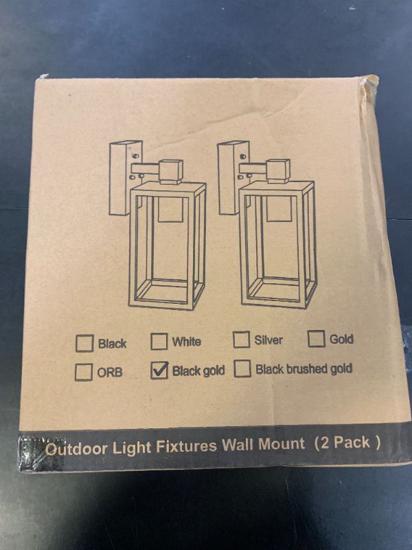 Photo 1 of PARTPHONER Dusk to Dawn Outdoor Light Fixtures, 2-Pack Sensor Porch Lights, Waterproof Exterior Wall Sconce Lighting Lamp, Waterproof Wall Lantern for House, Doorway, Garage (Black Brush Gold)