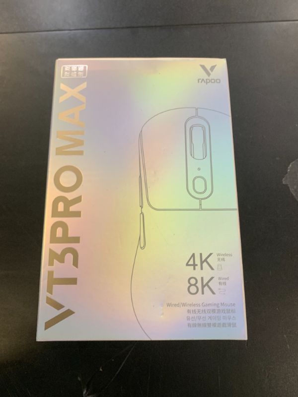 Photo 1 of Rapoo VT3PRO MAX Wireless Gaming Mouse, 59g Superlight, 8KHz Polling, PAW 3950 Ultimate Optical Sensor, 30K Independent X/Y DPI, 1+8 Programmable Buttons, 200H Battery Life, Classic Shape, PC, Black