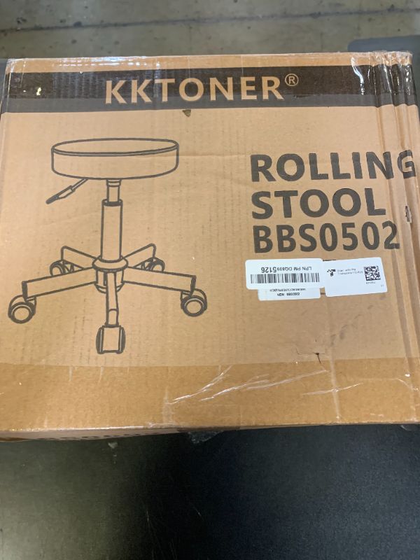Photo 1 of KKTONER Round Stool Rolling Stools PU Leather Height Adjustable Stool with Wheels Swivel Spa Drafting Work Chair Small (Black)
