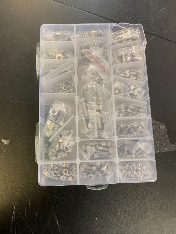 Photo 1 of HVAKHVA 1160 pcs M3/M4/M5/M6 Metric Hex Head Socket Cap Bolt & Nut Assortment, 304 Stainless Steel Machine Screws with Flat & Lock Washers,Length 6 to 35 mm