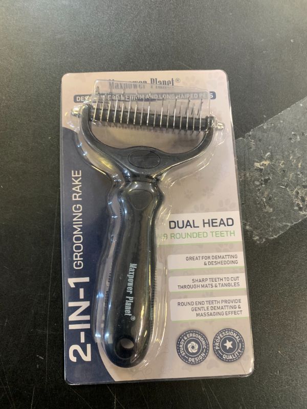 Photo 1 of Maxpower Planet Hair Brush - Double Sided Shedding, Dematting Undercoat Rake for Dogs and Cats, Extra Wide Dog Grooming Brush, Reduce Shedding by 95%, Black