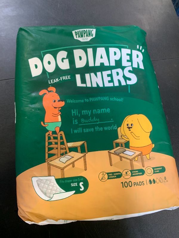 Photo 1 of PAWPANG Disposable Dog Diaper Liners Booster Pads for Male & Female Dogs, 100ct, 4 Sizes Options, Doggie Diaper Inserts fit Most Types of Dog Diapers - Pet Belly Bands & Male Wraps (Small (100 ct))