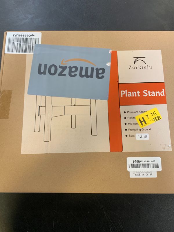 Photo 1 of Zurklulu Acacia Wood Plant Stand Indoor, 12-Inch Plant Holder for Medium and Large Indoor Plants, Boho Mid-Century Style, Fits Up to 12" Pots (Pots Not Included, Fixed Width of 12 Inches)