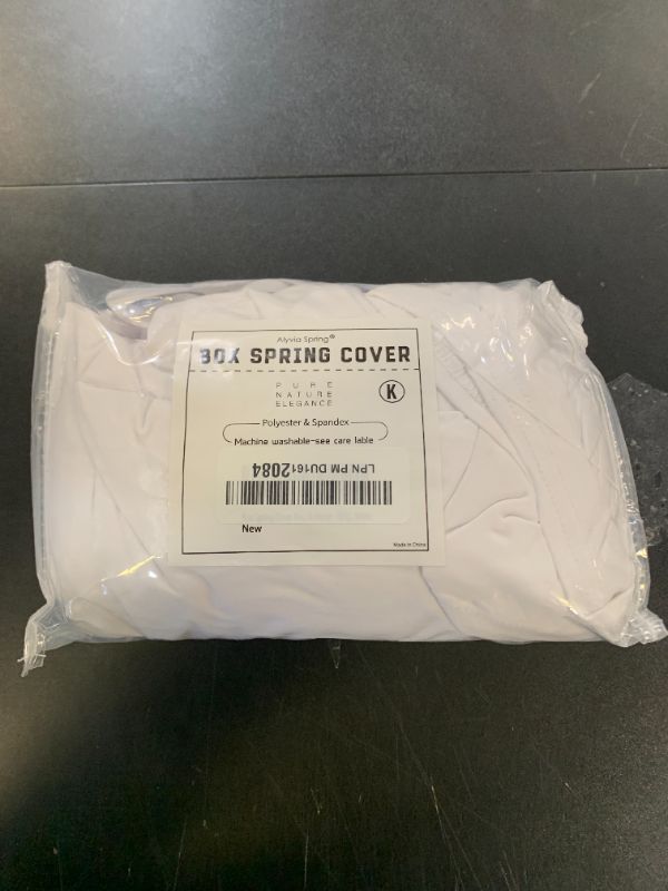 Photo 1 of Box Spring Cover King/Cal King Size - Jersey Knit & Stretchy Wrap Around 4 Sides Bed Skirt for Hotel & Home, White