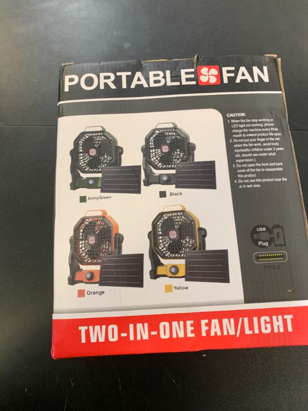 Photo 1 of 10400mAh Solar Fan, Camping Fan with Solar Panel, 7W 9-Inch Rechargeable Battery Operated Fans for Outside, LED Lantern, Stepless Speed and Quiet Battery Powered Solar Tent Fans for Outdoor, Barbecue