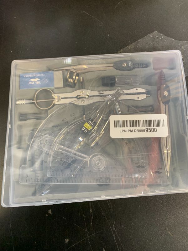 Photo 1 of Mr. Pen Geometry Set with 6 Inch Swing Arm Protractor, Divider, Set Squares, Ruler, Compasses and Protractor, 15 Piece Set