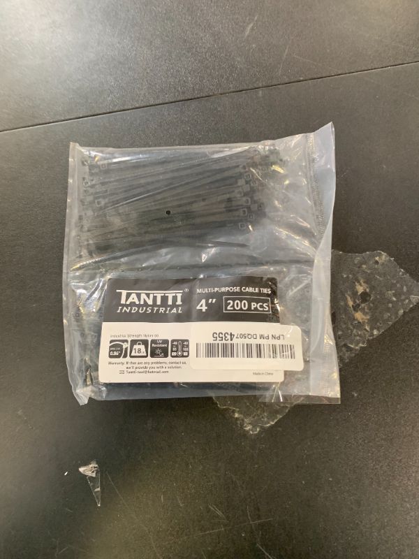 Photo 1 of Zip Ties 4 inch (200 Pack), Small Zip Ties with 18 lb Tensile Strength, Black, by Tantti Supply