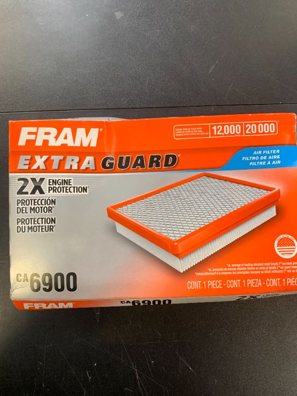 Photo 1 of FRAM Extra Guard CA6900 Replacement Engine Air Filter for Select Infiniti and Nissan Models, Provides Up to 12 Months or 12,000 Miles Filter Protection, White