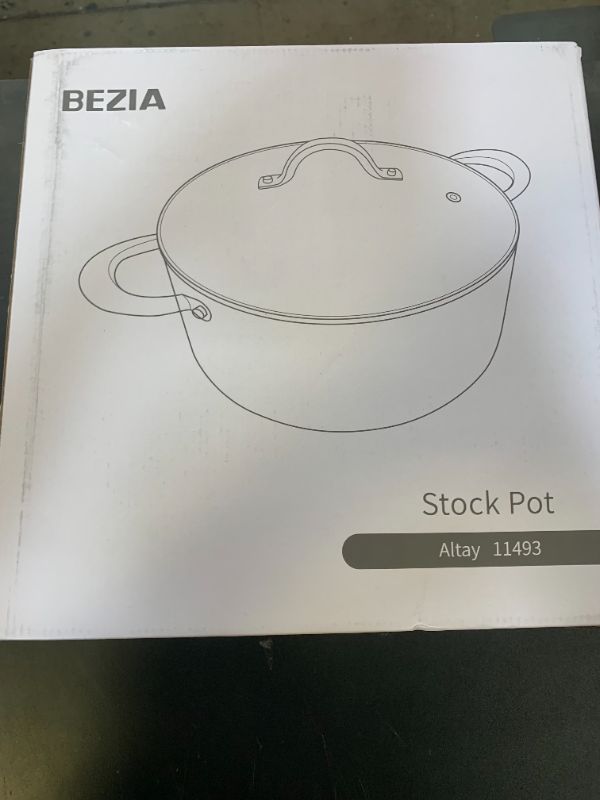 Photo 1 of BEZIA 10 Quart Cooking Pot, Large Non Stick Induction Stock Pot with Lid, All Stove Compatible, 10 QT Aluminum Soup/Stew Pot For Large-batch Cooking, Grey