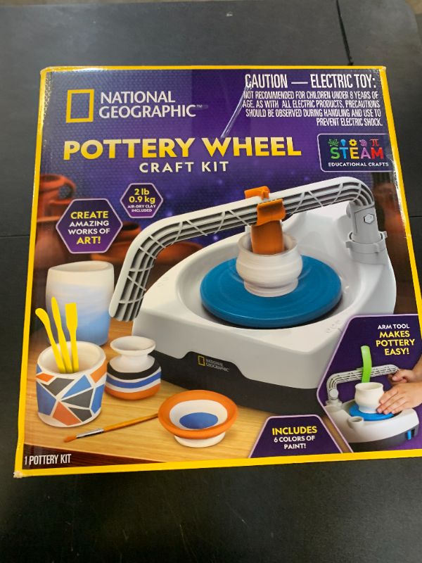 Photo 1 of NATIONAL GEOGRAPHIC Pottery Wheel for Kids – Complete Pottery Kit for Beginners, Plug-in Motor, 2 lbs. Air Dry Clay, Sculpting Clay Tools, Apron & More, Patented Design, Craft Kit (Amazon Exclusive)