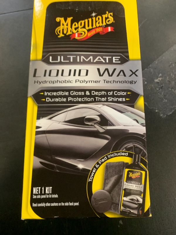 Photo 1 of Meguiar's Ultimate Liquid Wax, Improved Liquid Car Wax Formula for Durable Protection that Shines, Premium Towel and Applicator Pad Car Accessories Included, 16 Oz Bottle