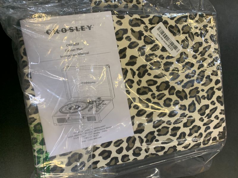 Photo 1 of Crosley CR8005F-LP Cruiser Plus Vintage 3-Speed Bluetooth in/Out Suitcase Vinyl Record Player Turntable, Leopard