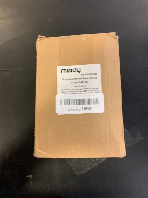 Photo 1 of Miady 30 Amp Generator Power Inlet Box, L5-30P, 125 Volt, For Generators Up to 3750 Watts, Weatherproof, ETL Listed