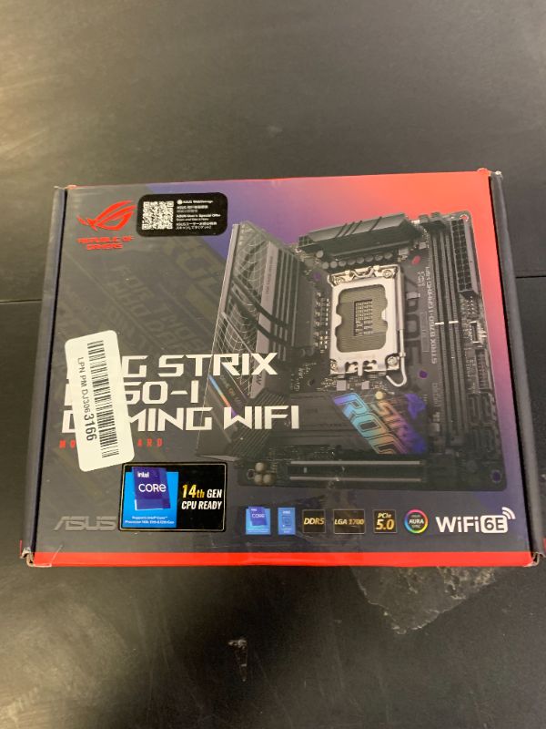 Photo 1 of ASUS ROG Strix Z790-I Gaming WiFi 6E LGA1700 (Intel 14th,13th&12th Gen)mini-ITX gaming motherboard(PCIe5.0,DDR5,10+1 power stages,Thunderbolt 4,2.5GbLAN,USB 3.2 Gen 2x2 front panel TypeC,M.2/NVMe SSD)