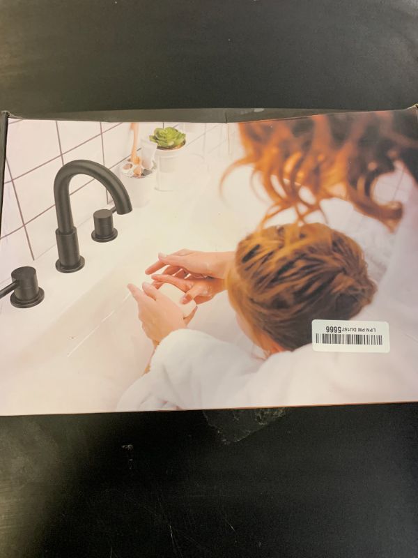 Photo 1 of HGN Widespread Bathroom Faucet 3 Hole 8 inch Bathroom Sink Faucet with Pull Down Sprayer Pull Out Bathroom Faucet with Pop-Up Drain 2 Handle Black Bathroom Faucet