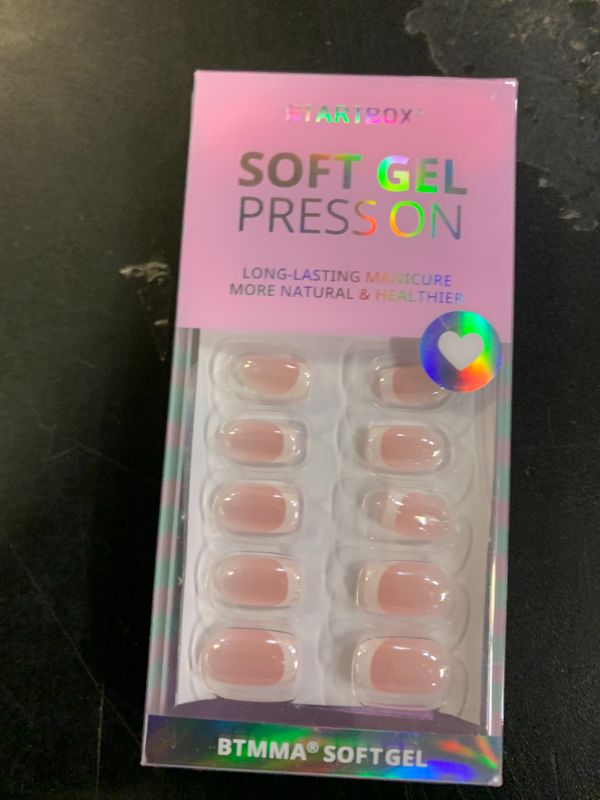 Photo 1 of BTArtbox Press on Nails Short - White French Tip Press On Nails Square, Chrome Glazed Glue On Nails, Stick On Nails in 15 Sizes - 30 Soft Gel Fake Nail Kit, Be Elegant