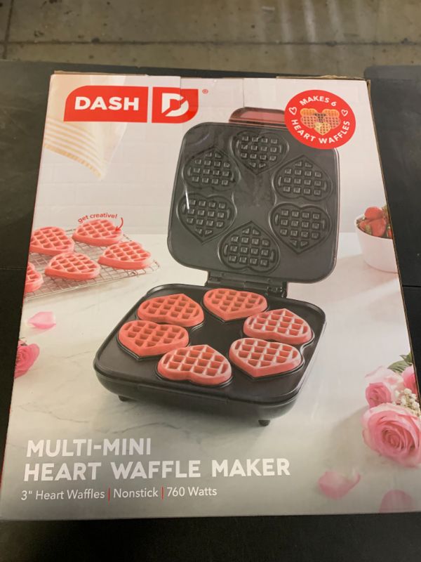 Photo 1 of DASH Multi Mini Heart Waffle Maker - Six 3” Heart Shaped Waffle Molds, Nonstick Waffle Iron with Quick Heat-Up, Nonstick Surface - Perfect Mini Waffle Maker for Kids and Families, Just Add Batter