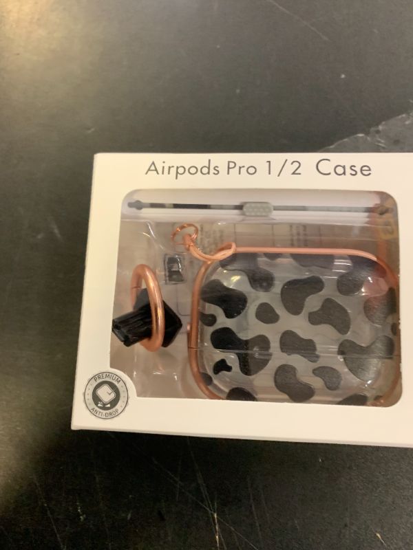 Photo 1 of ?with Safety Lock? for AirPods Pro 2nd/1st Generation Case Cover, Cute Floral AirPod Pro 2 Case Hard iPod Pro Case for Women Girly for AirPod Pro Case (2023 USB-C/2022/2019) - Cow Print