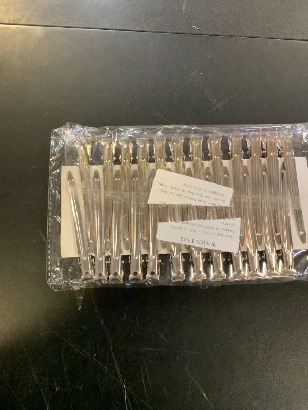 Photo 1 of 24 Packs Duck Bill Clips, Bantoye 3.5 Inches Rustproof Metal Alligator Curl Clips with Holes for Hair Styling, Hair Coloring, Silver