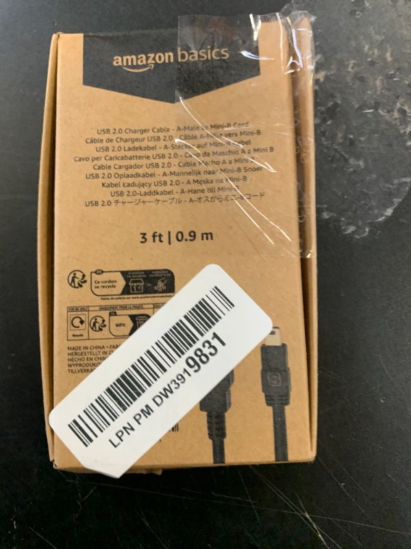 Photo 1 of Amazon Basics USB-A to Mini USB 2.0 Cable, 480Mbps Transfer Speed with Gold-Plated Plugs, 3 Foot, Black