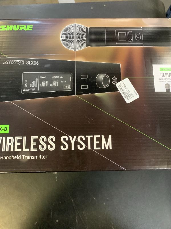 Photo 1 of Shure SLXD24/SM58 Digital Wireless Microphone System - Includes SLXD2 Handheld Transmitter with SM58 Vocal Mic Capsule and SLXD4 Single Channel Rack Mount Receiver | J52 Band (SLXD24/SM58-J52)