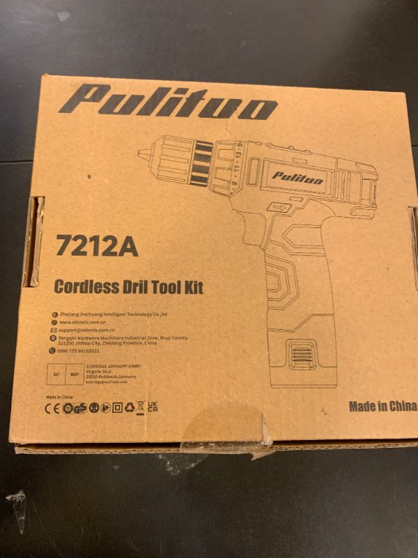 Photo 1 of PULITUO 12V Blue Cordless Drill Set - Power Drill Kit with Battery and Charger, 3/8-Inch Keyless Chuck, Built-in LED, 21+1 Torque Setting