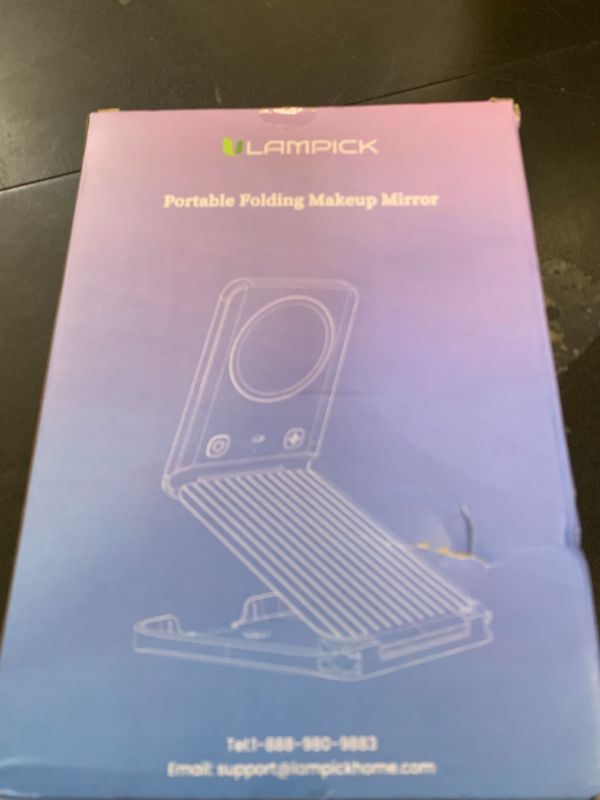 Photo 1 of LAMPICK Travel Makeup Mirror with Lights, Portable 1X Vanity Mirror with 5X Lighted Magnification,72 LEDs 3 Color Lights, Rechargeable 1000mAh Battery, Freely Adjust Height and Angle