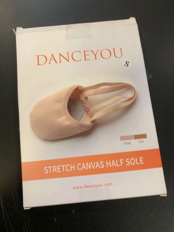 Photo 1 of DANCEYOU Stretch Canvas Lyrical Shoes for Girls Womens Half Soles Pirouette Contemporary Turners Dance Shoes, Tan, S